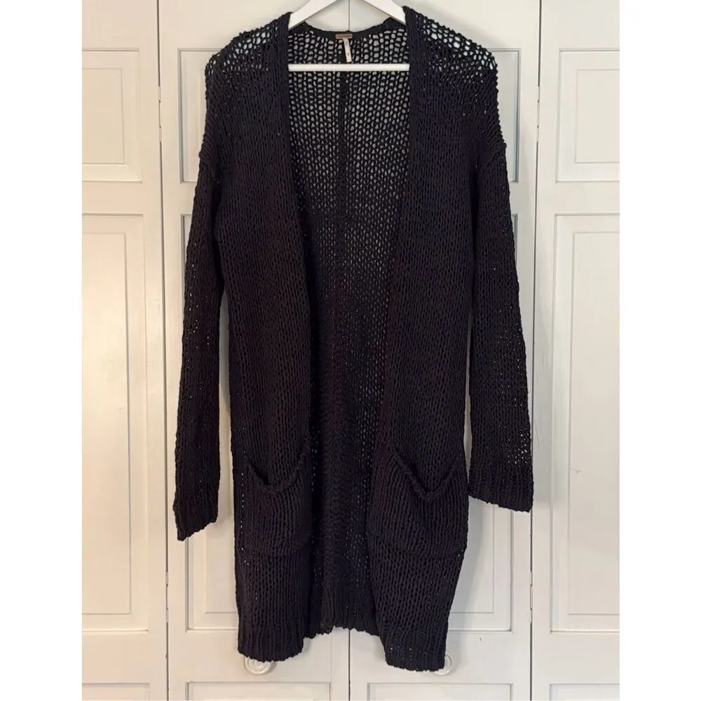 Free People Simply Sienna open knit longline cardigan navy M - Image 13