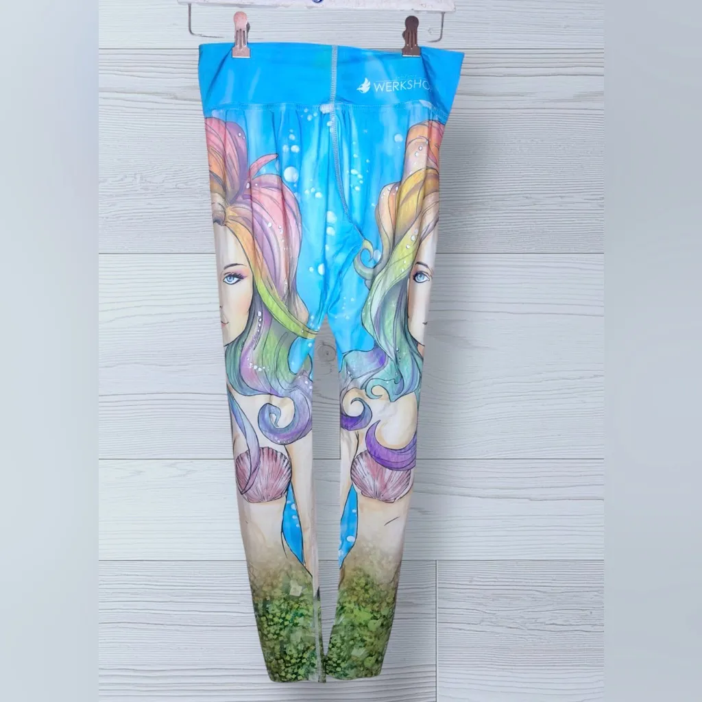 EAGLE ROCK WERKSHOP Women’s Mermaid Multicolor Pastel Italian Fabric Leggings Blue Size XS - Image 5