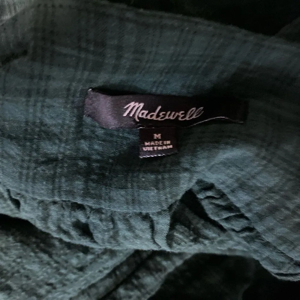 #316 MADEWELL Muted Plaid Sqaure nuck Blouse - Image 7