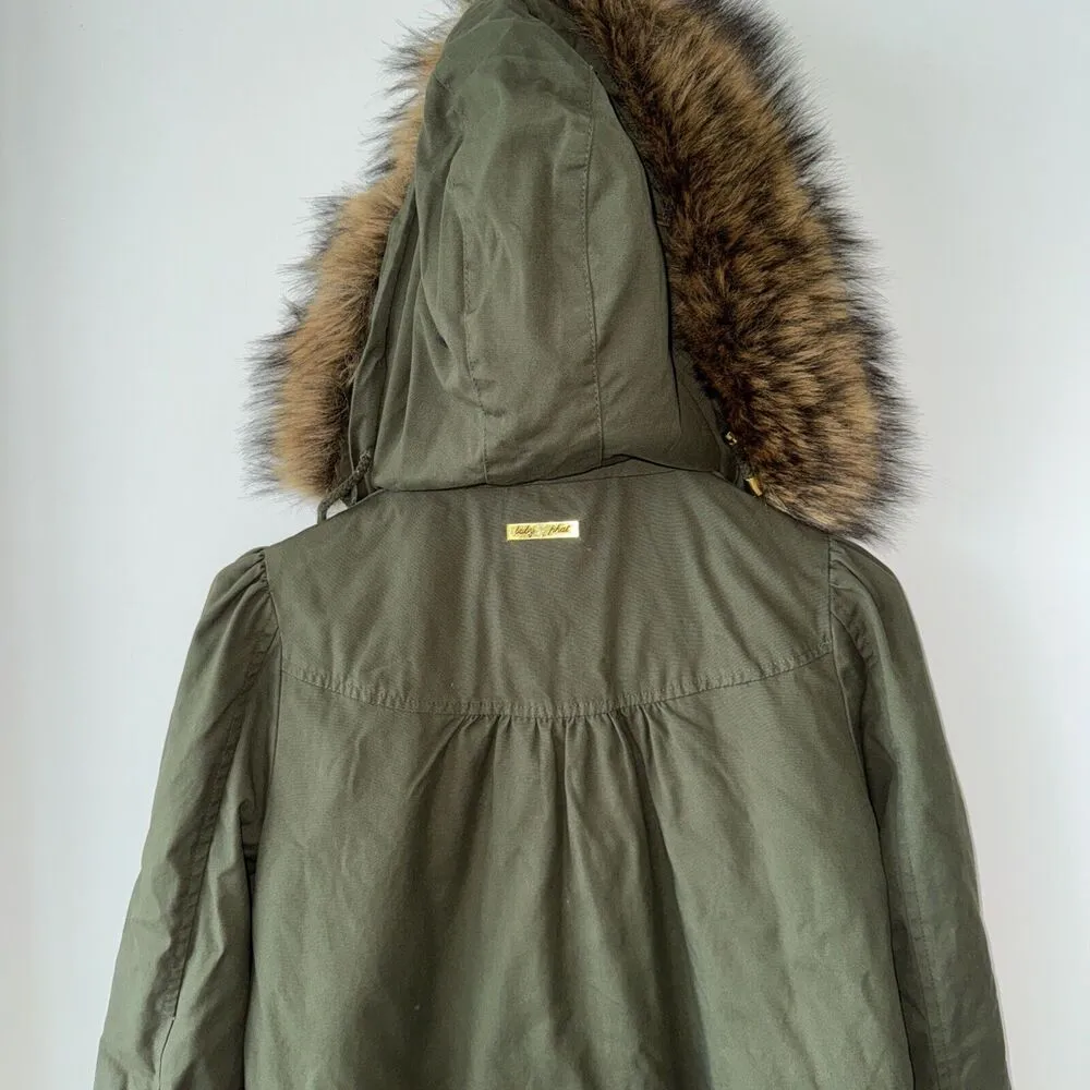 Vintage Y2K Baby Phat Faux Fur Hoody Coat Jacket Green Parka Small MINTcondition - Image 6