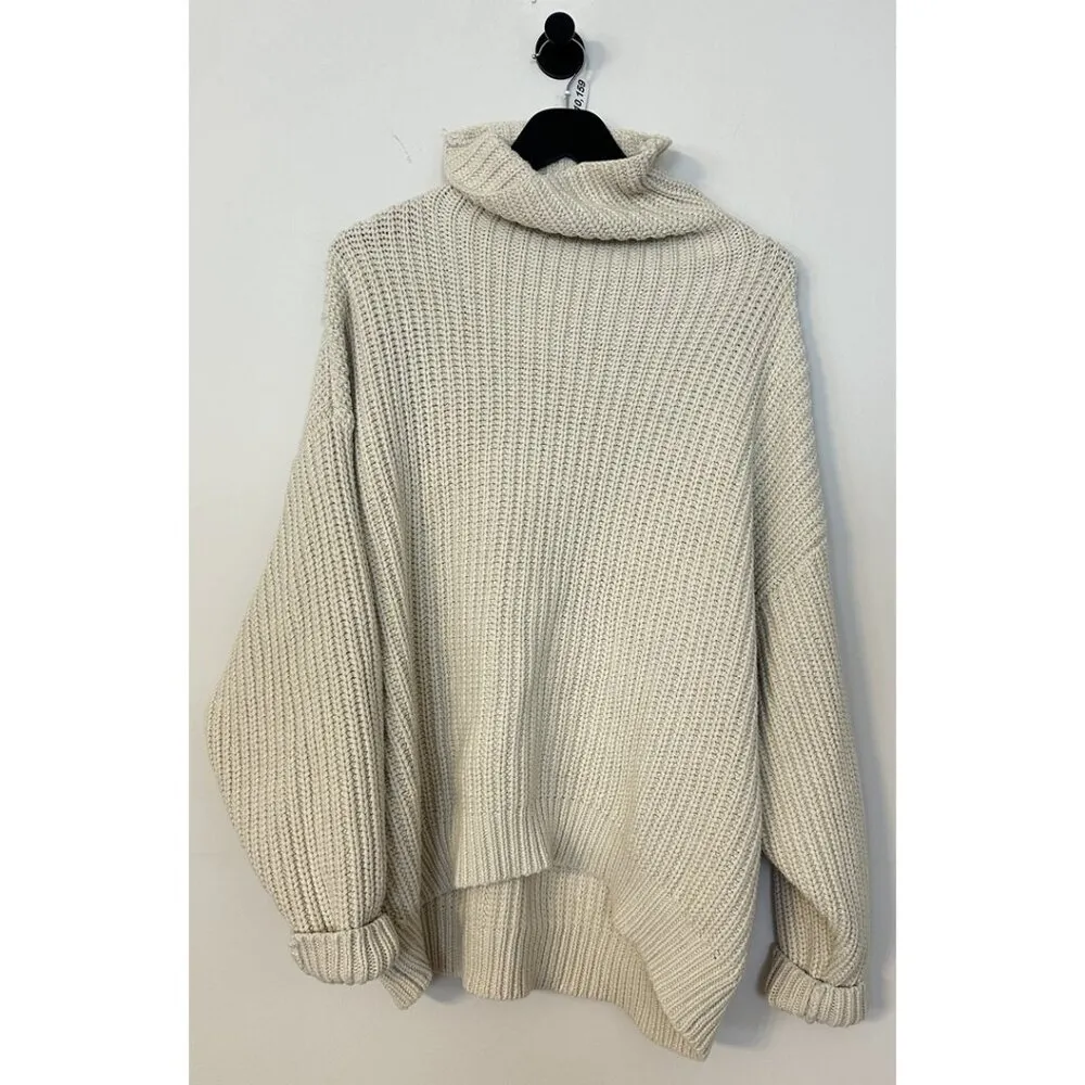 FREE PEOPLE Swim Too Deep Turtleneck Sweater in Tea Size Small - Image 6