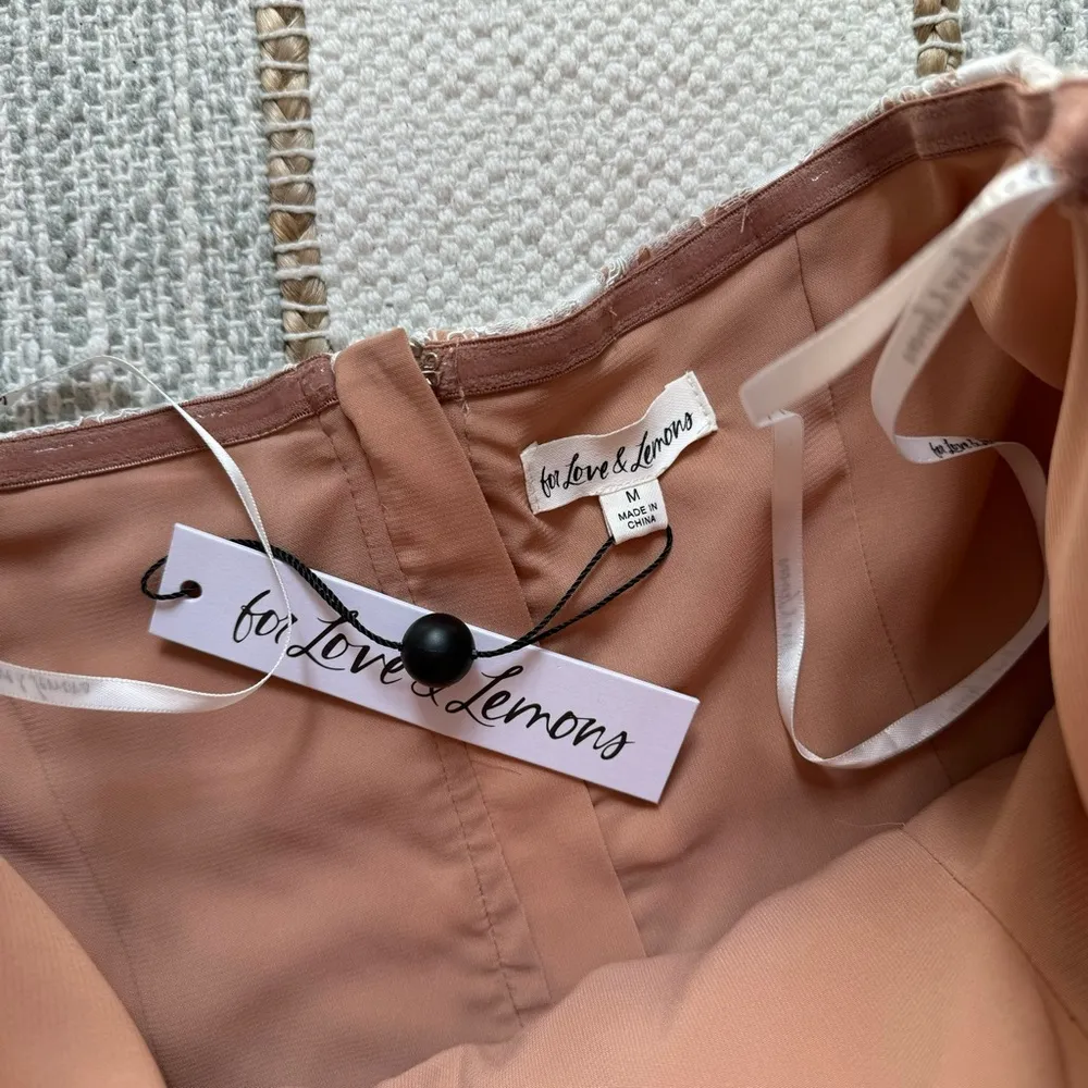 For Love & Lemons Jelena White Tan Lace Strapless Mini Dress Women’s Size Medium - Image 8