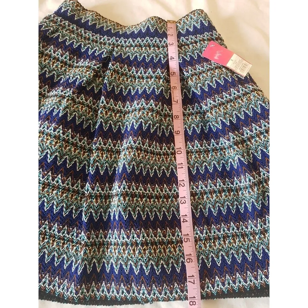 Xhilaration  Womens Skirt Size Small Tribal Textured Mini Bandage Skater Blue - Image 10