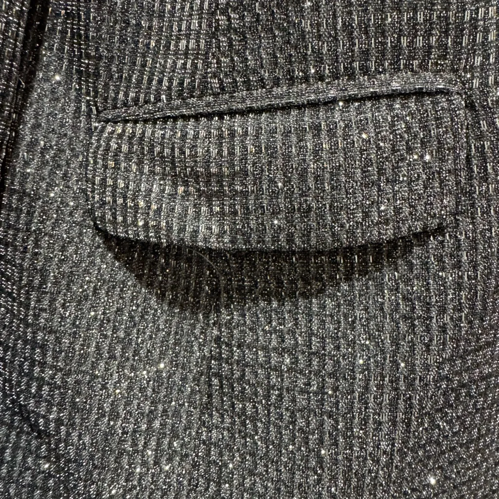 Know One Cares Metallic Blazer Medium | Double Breasted Sparkle Jacket - Image 8