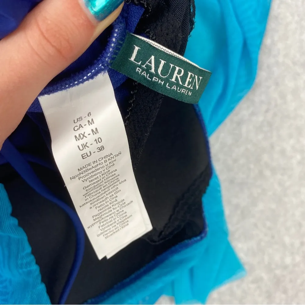 NWOT Ralph Lauren Blue Ombré Palm Flyaway Tie Layered Removable Halter Top 6 - Image 9