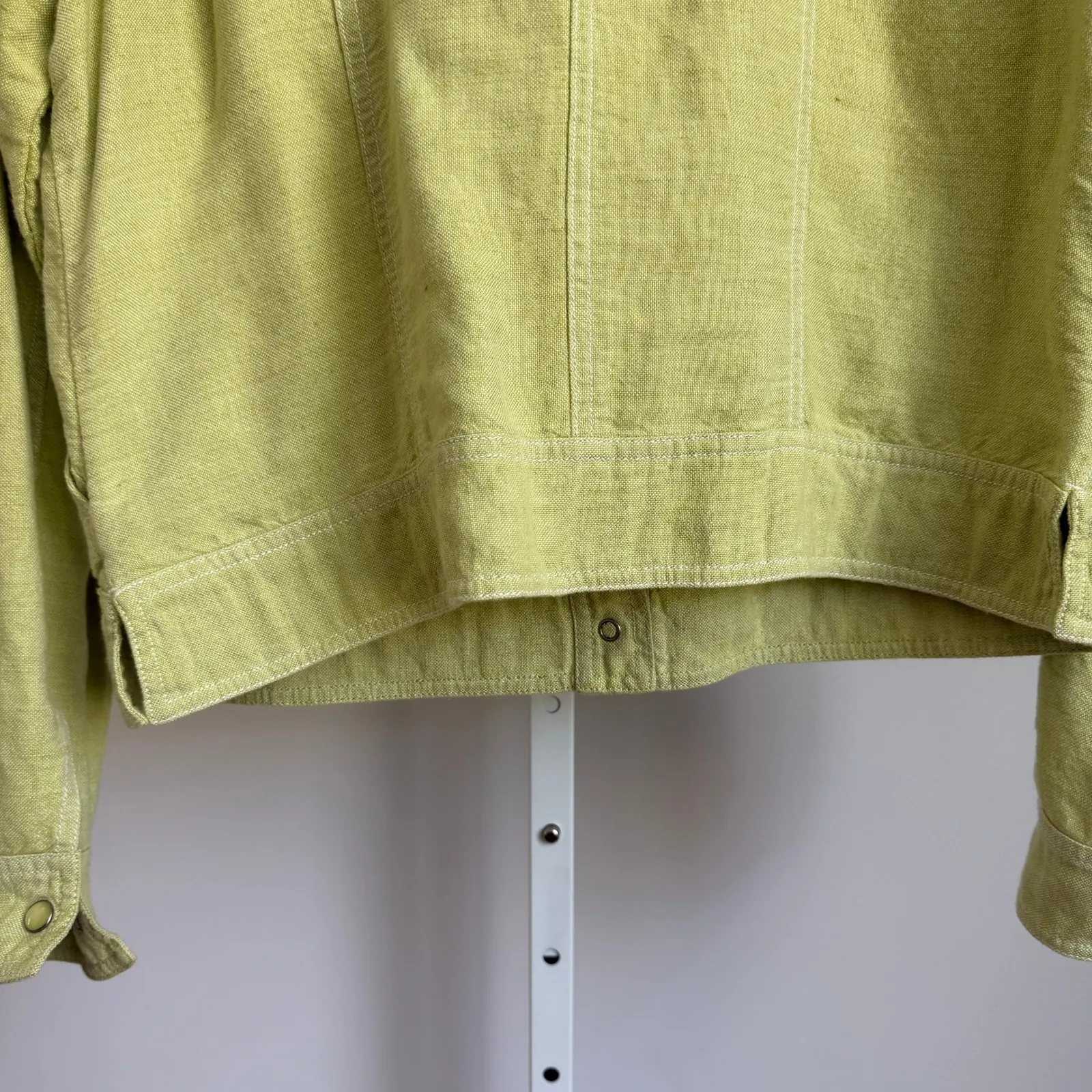 J. Jill Linen Blend‎ Jacket Snap Front Lightweight Chartreuse Green Size M - Image 8