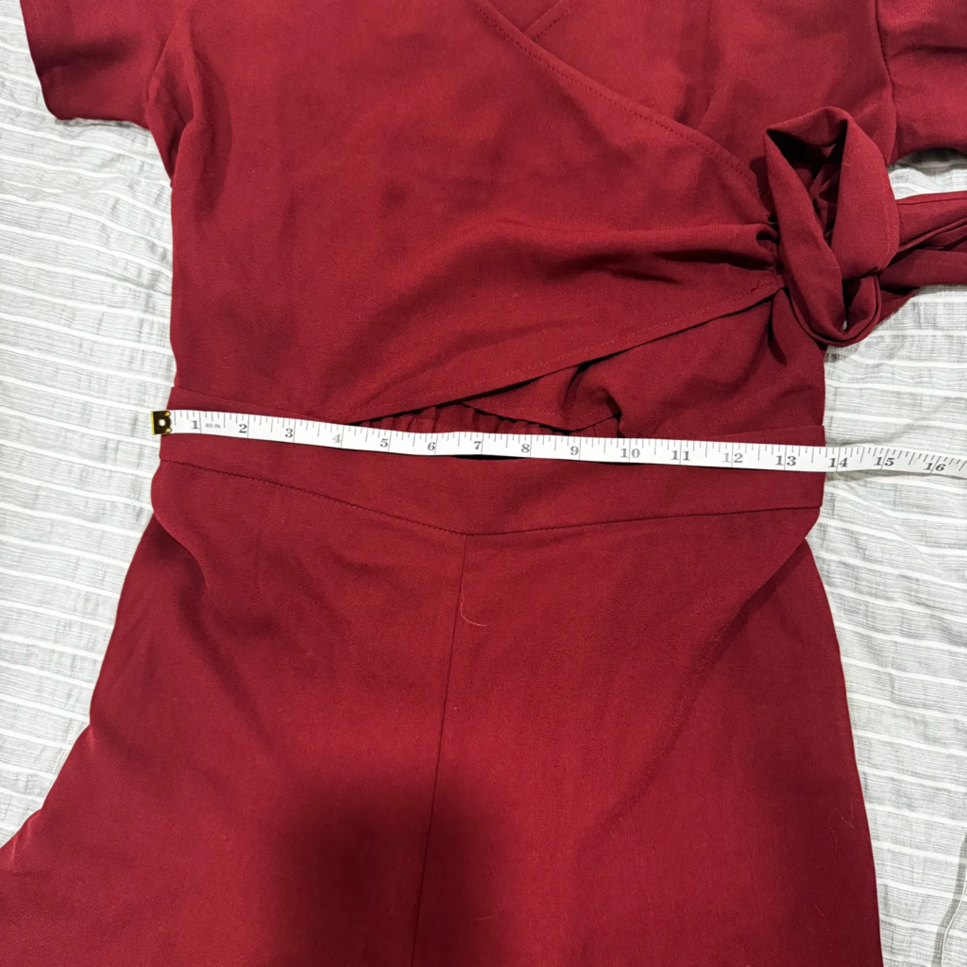 Leith  Red Grape Wide Leg Wrap Top Jumpsuit Small - Image 4