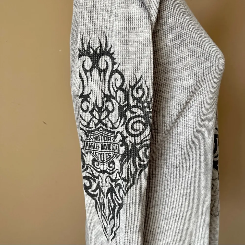 HARLEY DAVIDSON | Gray Graphic Long Sleeve Thermal Tee Sz XL - Image 4
