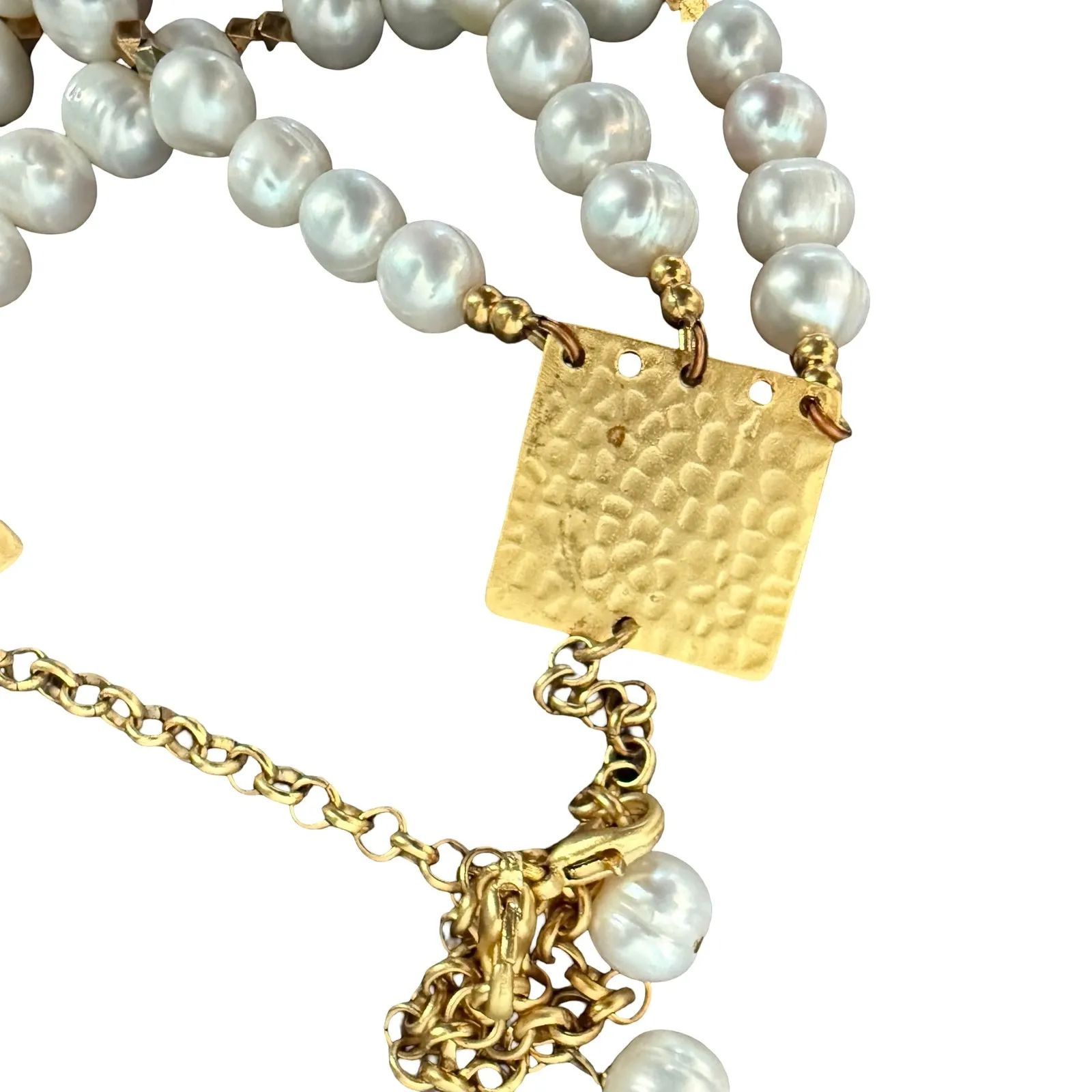 Grace Loves Lace Gold Freshwater Pearl 3 Strand Anklet Bracelet Bride Wedding White - Image 8