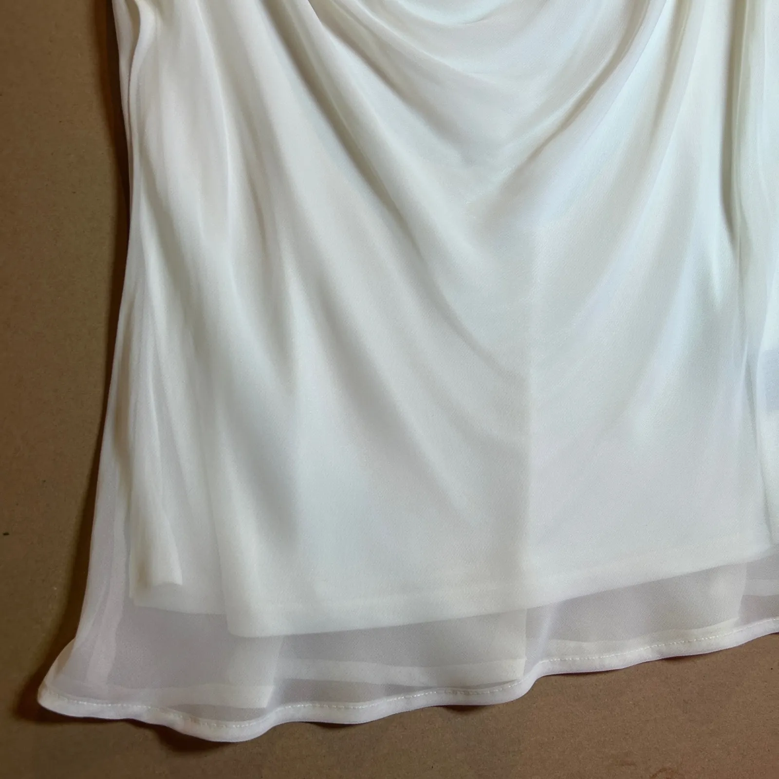 Worthington Womens Ivory Cowl Neck Sleeveless Sheer Overlay Top Size L - Image 4