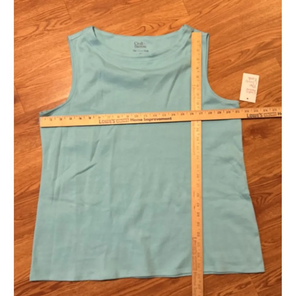 Croft & Barrow Boatneck Tank Top Aqua Blue 100% Cotton Sleeveless New XXL - Image 5