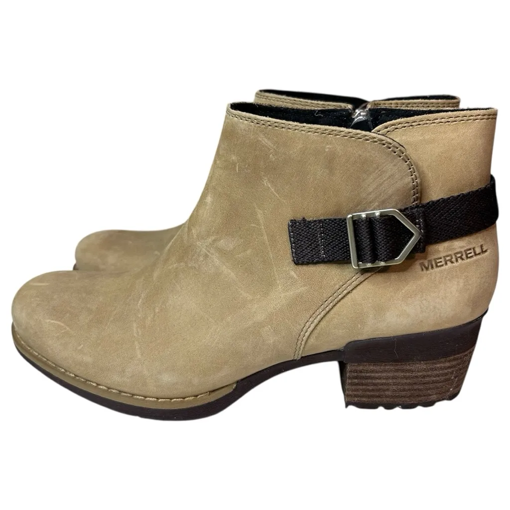 Merrell Shoes Women Size 9.5 Cream Tan Ankle Boots Leather Cottage Forest Gorp - Image 5