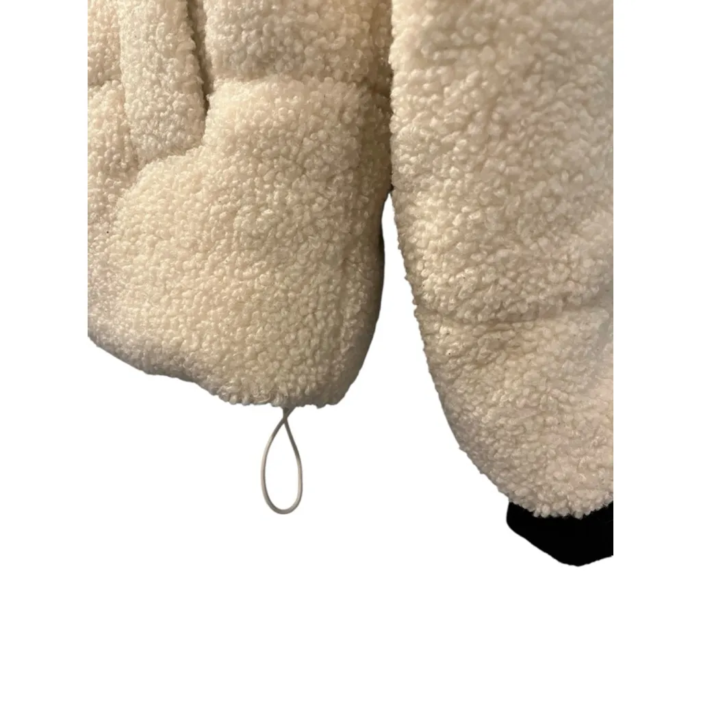 NVLT Anthropologie Berber Sherpa Puffer Jacket Size Medium Off White Lined Soft Black - Image 4