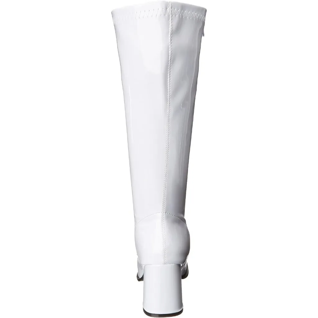 ⚡Women's White Gogo Pull Up Boot Stacked Heel Inner Zipper Retro Knee High Boot Size 11 - Image 3