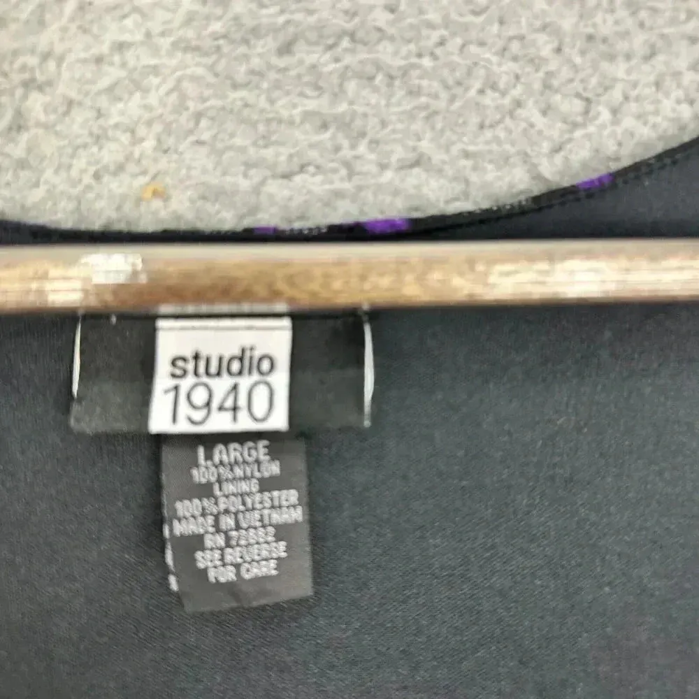 Studio 1940 Top Women Large Purple Black Geometric Lace Milkmaid Boho Whimsigoth - Image 2