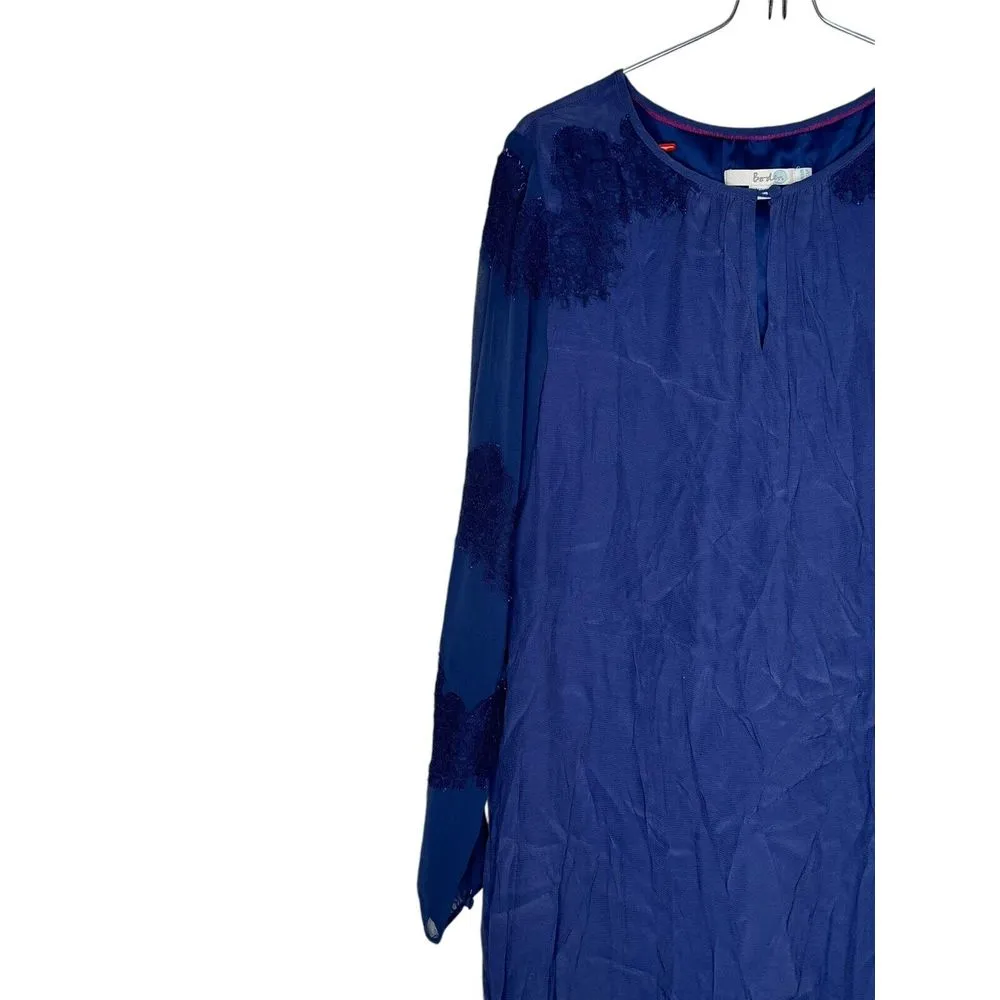 Boden Women's Dress‎ Sasha Lined Sheer Arms Long Sheer Lace Sleeve Swing Navy 6R Blue Size 6 - Image 3