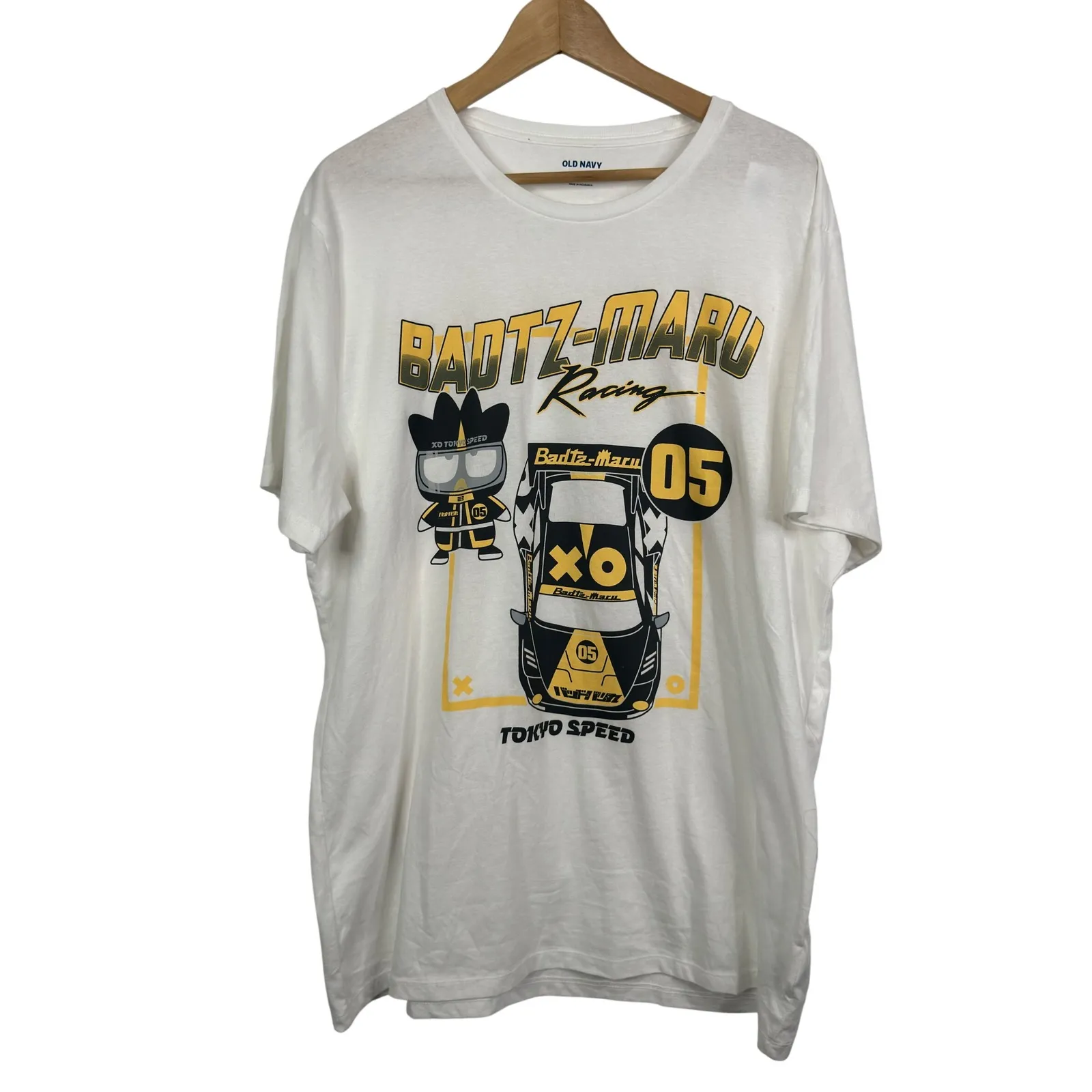 Old Navy Unisex XL Tall White Badtz Maru Racing Tokyo Speed Graphic T Shirt NWT - Image 2
