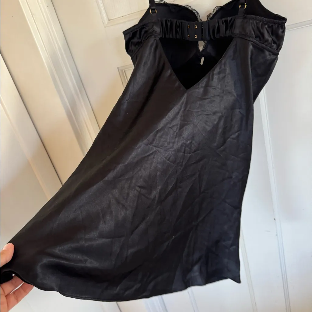 Victoria’s Secret black satin lingerie chemise size 34B - Image 7