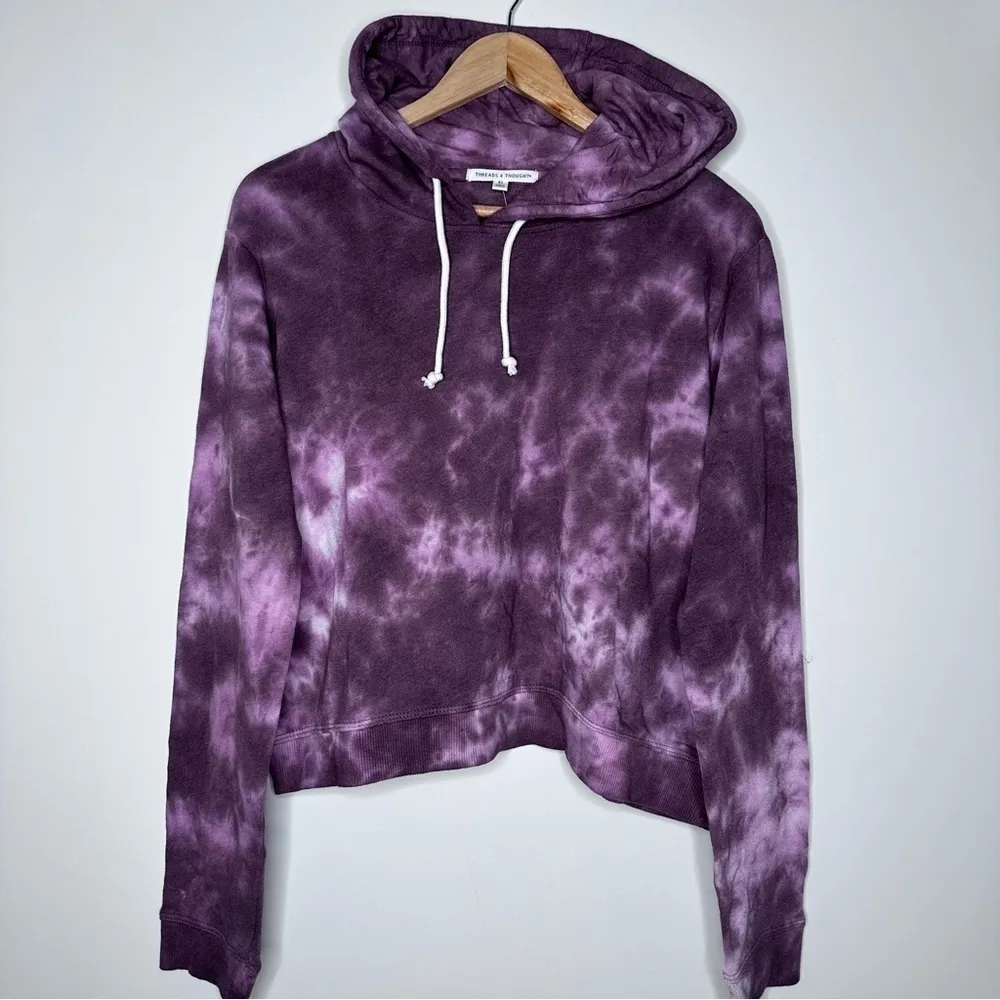 Threads 4 Thought NWT Roe Purple Tie Dye Cropped Hoodie Size XL - Image 2
