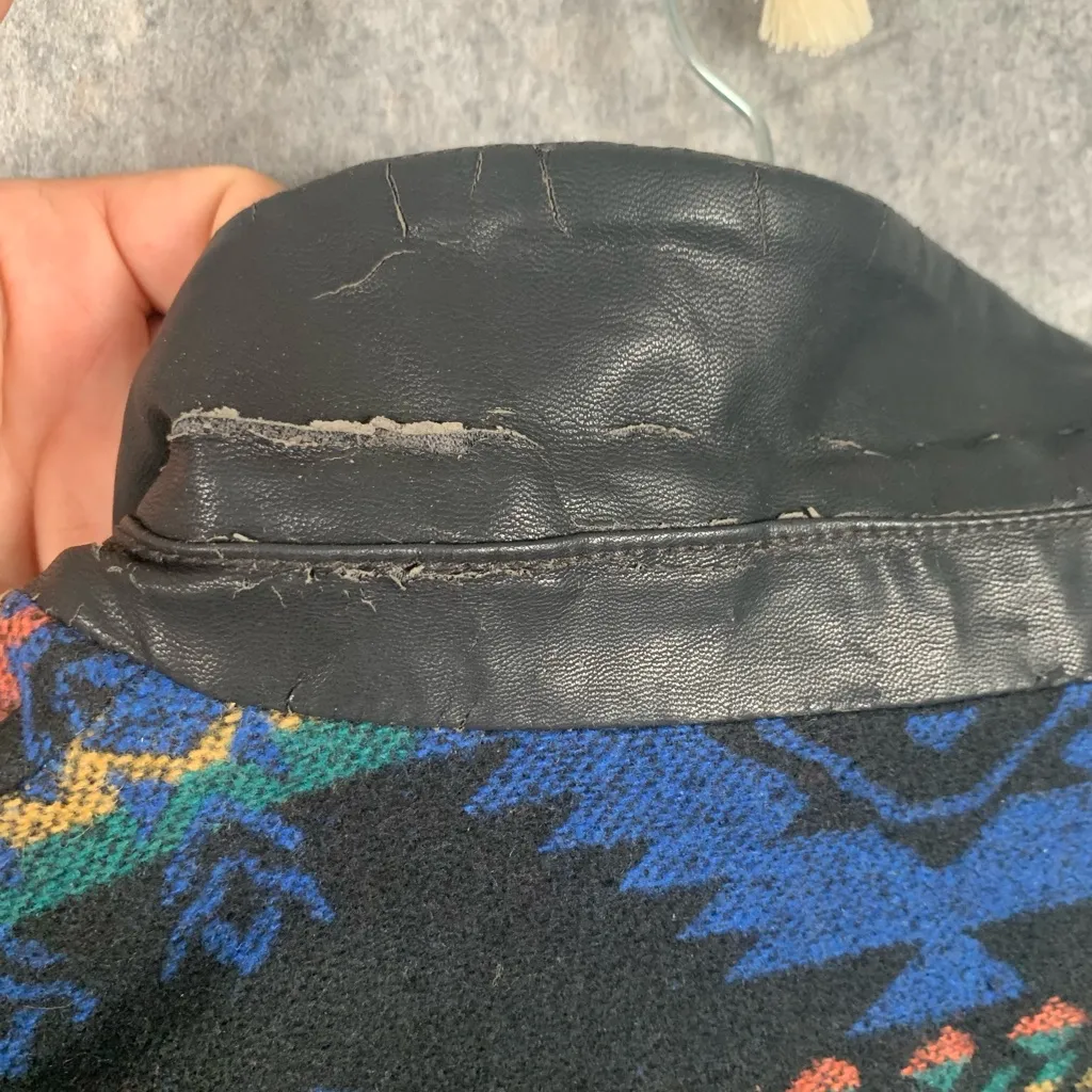 Forever 21 Wool‎ Blend Print Coat Tweed Texture Tribal Indian Jacket Small - Image 5