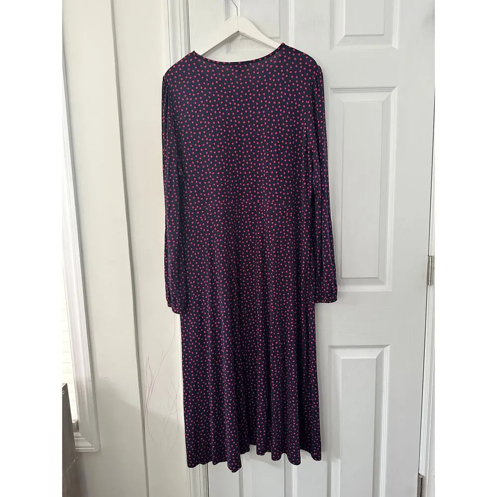 Boden Plus Camille Navy Blue Red Polka Dot Long Sleeve Midi Dress 22R D0780 Size undefined - Image 9