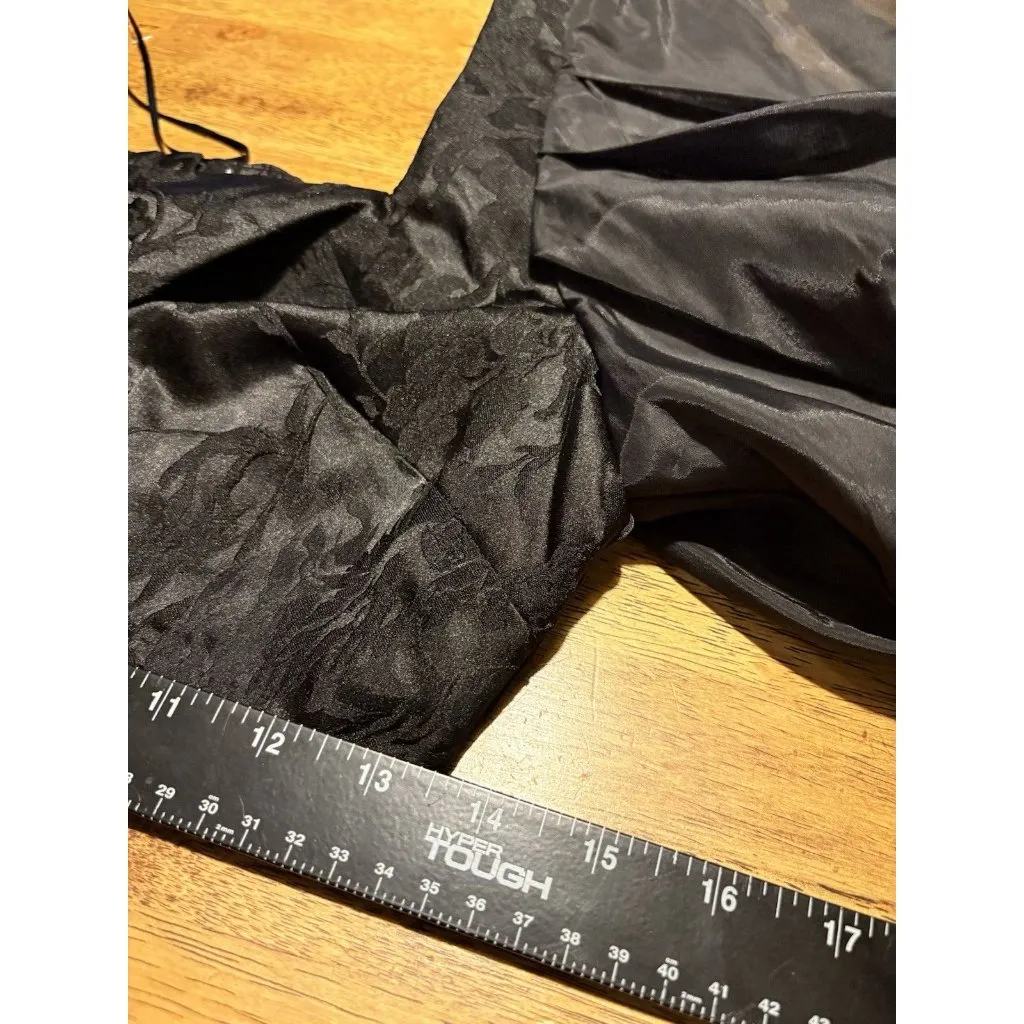 FUTURE COLLECTIVE Crop Square Neck Organza Sleeve Black Top Size Small - Image 7