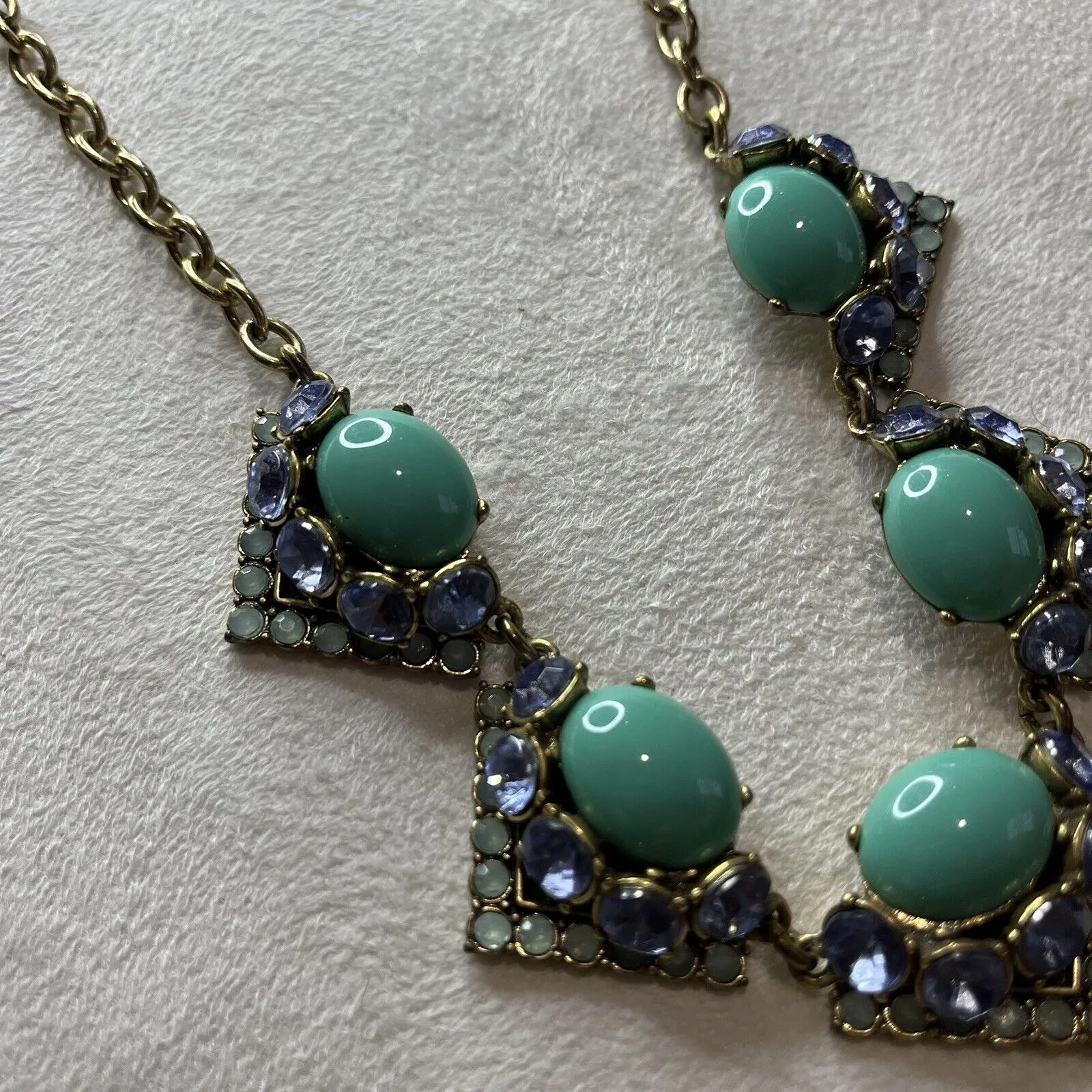 Vtg Stella & Dot Statement Bib‎ Necklace 23" Rhinestone Faceted Crystal Art Deco - Image 4