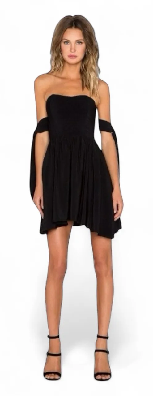 Lucy Paris Deetz Strapless Black Cocktail Dress Size Large Sweetheart Arm Ties - Image 1