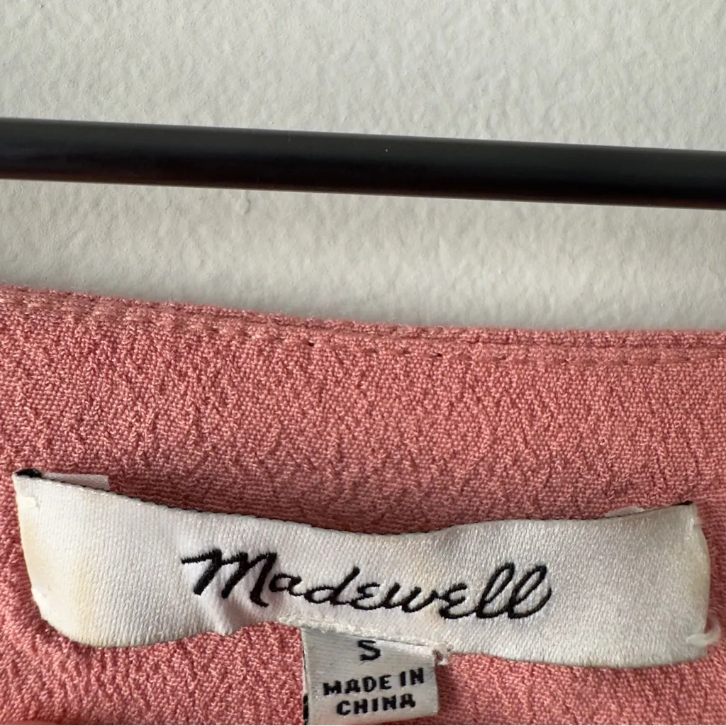 Madewell Pink Long Sleeve Shift Dress Knee Length Solid Preppy Crepe - Image 6