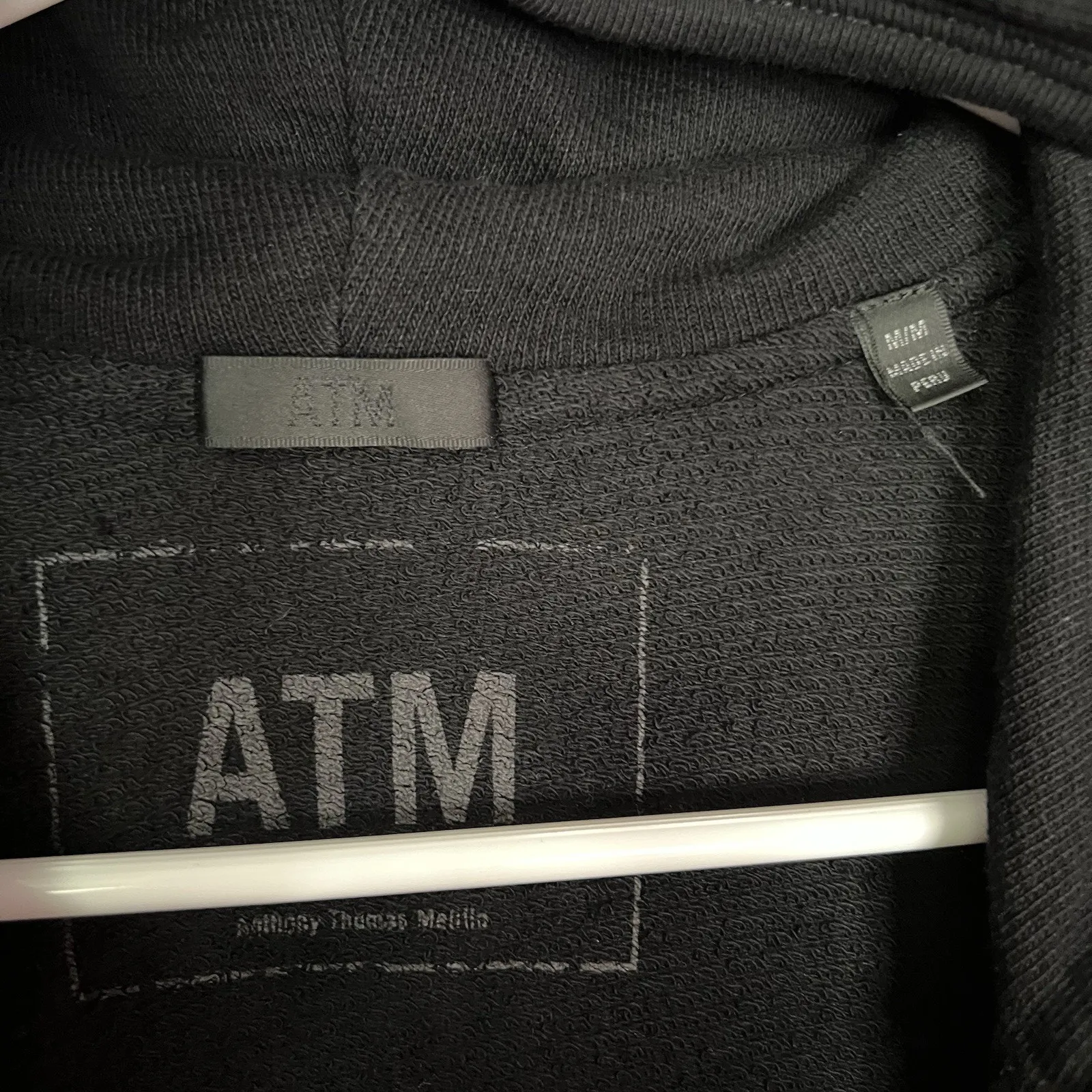 ATM Anthony Thomas Melillo Sz M Black French Terry Double Zip Up Hoodie Pockets Size M - Image 5