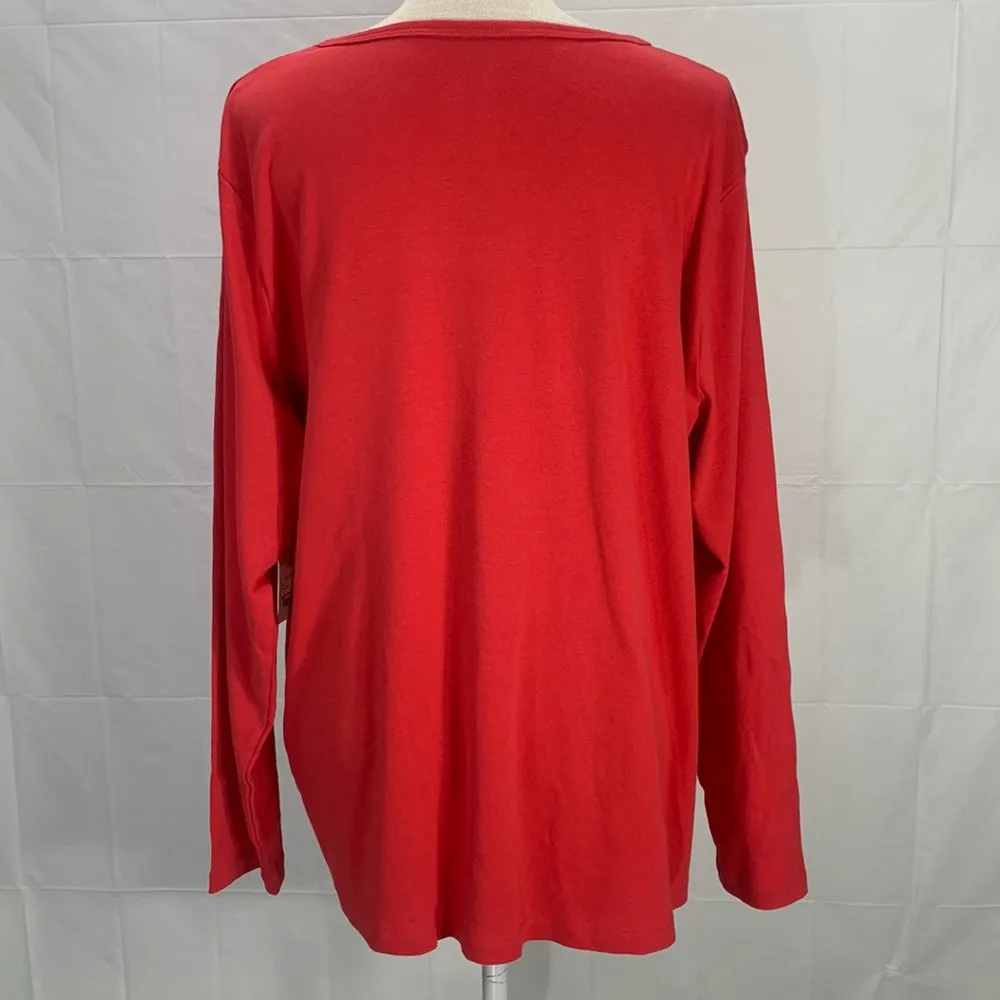 Long Sleeve Scarlet Red Essential Crew Neck Tee Top Size 2X - Image 8