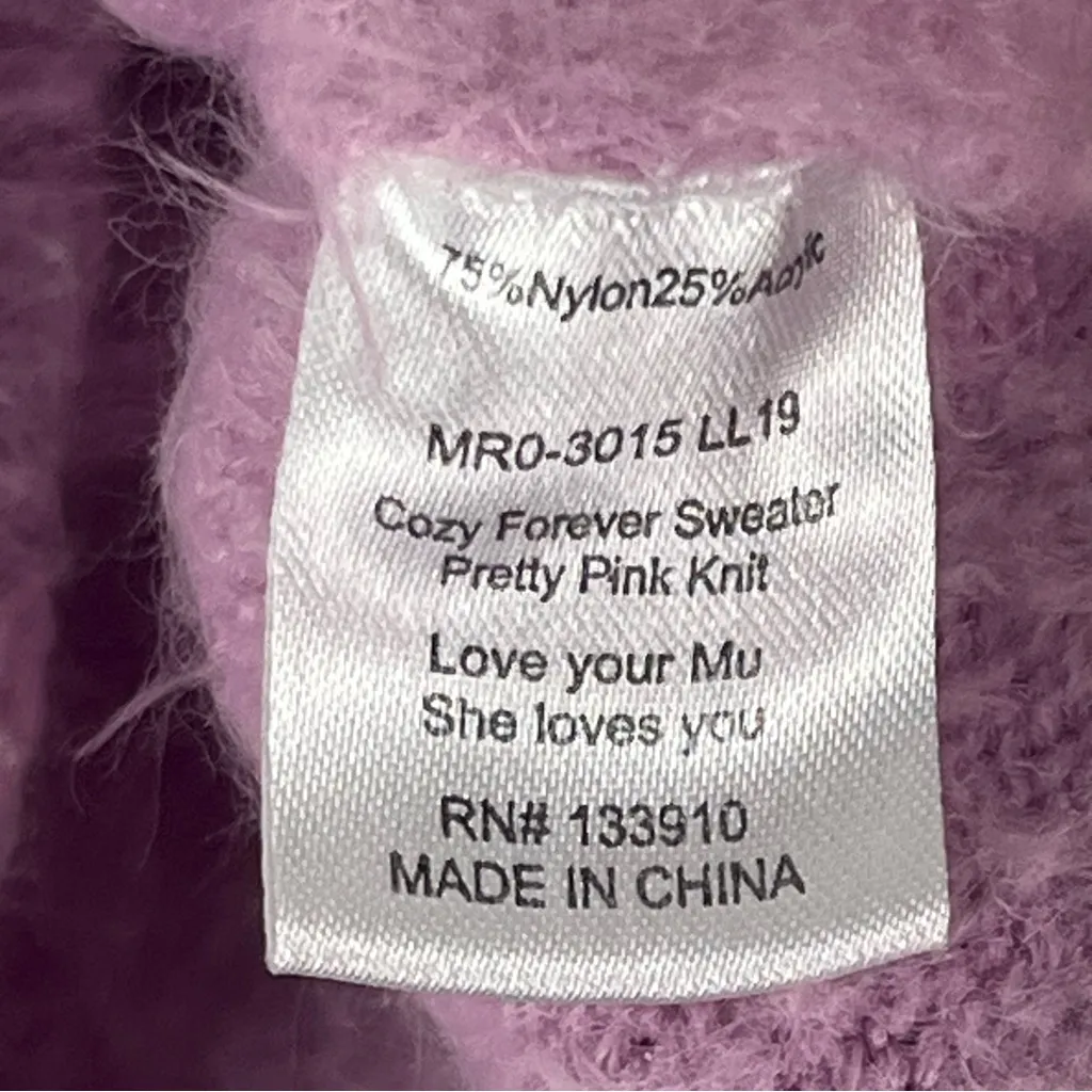 SHOW ME YOUR MUMU Pretty Pink Knit Cozy Forever Long Sleeve V-Neck Sweater Small - Image 4
