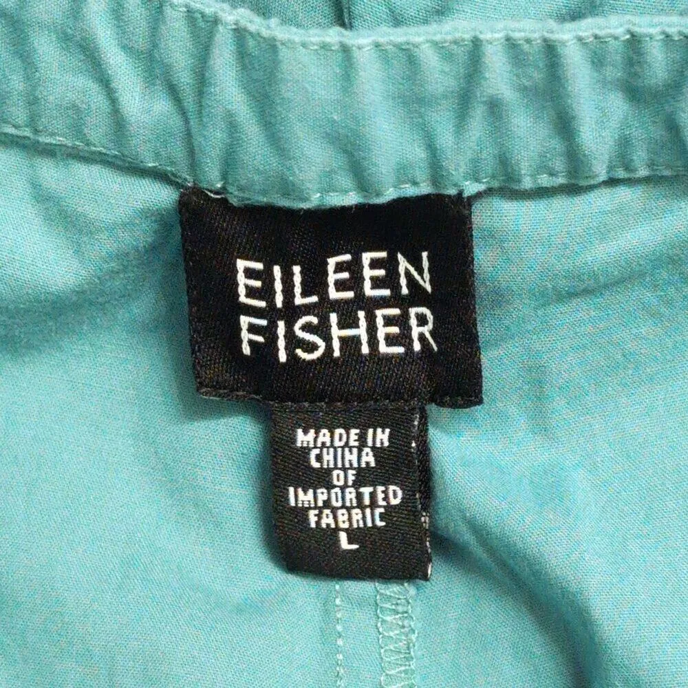 Eileen Fisher Blue Cotton Spandex Pant Professional Office Casual Cropped Size L - Image 5
