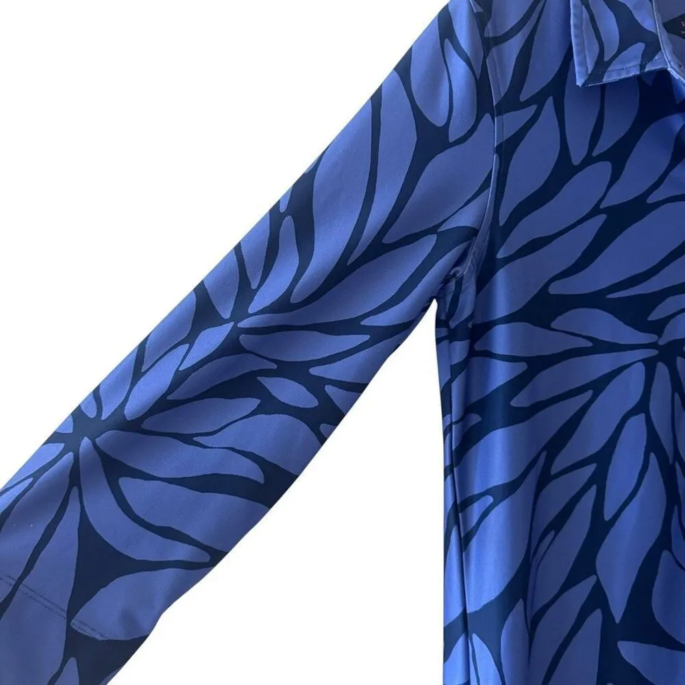 Vineyard Vines Printed Sankaty Margo Shirt Long Sleeves Dress Deep Blue M #2506 - Image 4