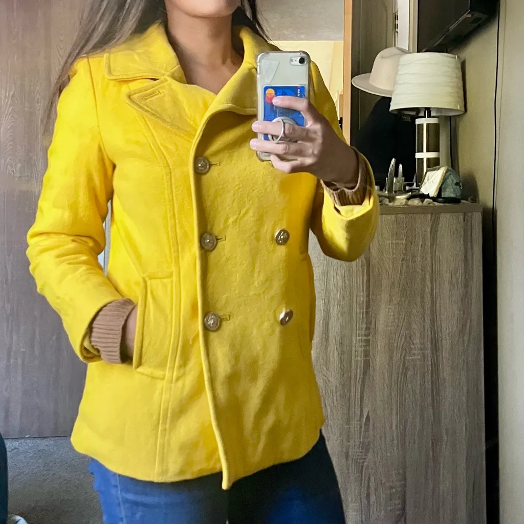 Old Navy yellow pea coat - Image 2
