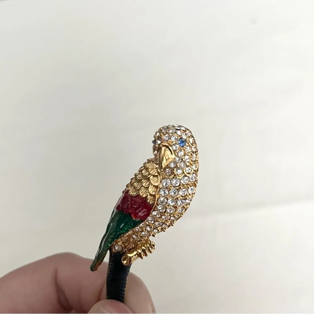 Vintage Giorgio Rhinestone Parrot Brooch Enamel Gold Bird Pin‎ Statement Costume - Image 4
