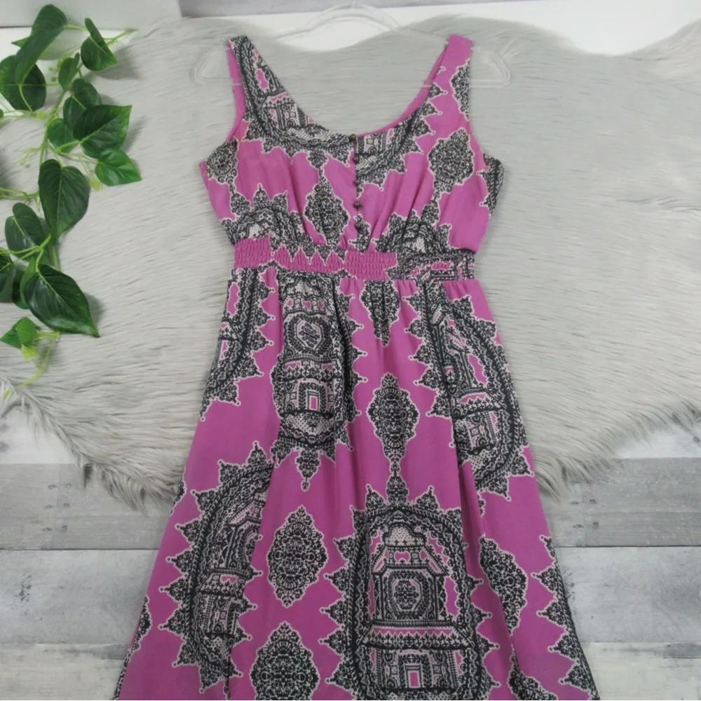 ANTHROPOLOGIE Maeve Annas Sleeveless Silk Smocked Maxi Blouson Dress Women Small - Image 6