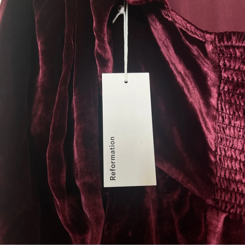 NWT Reformation Fortune Velvet‎ Mini Dress in Plum Size 0 - Image 6