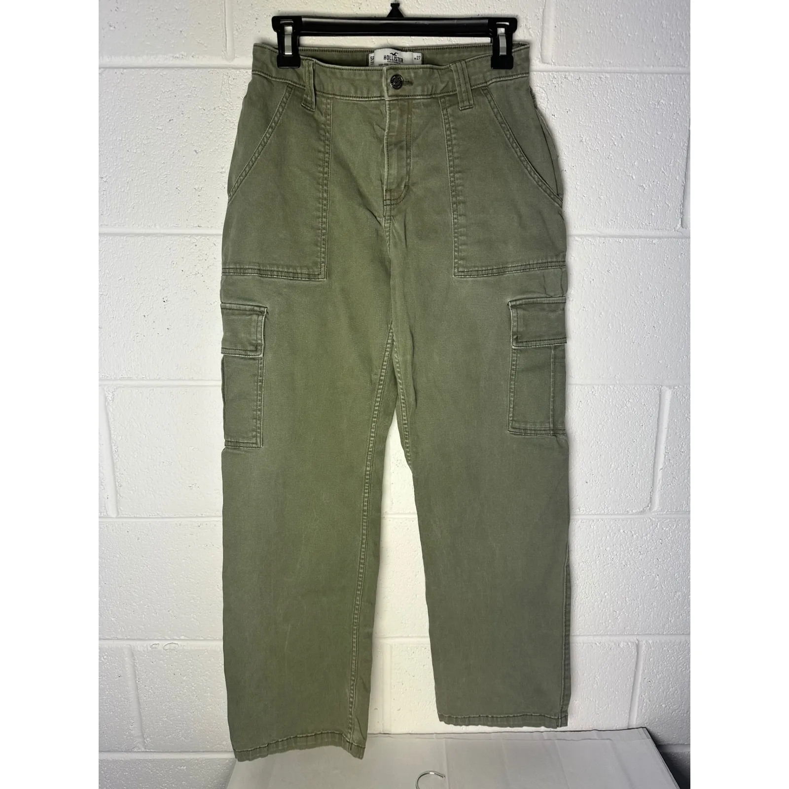 Hollister Olive Green Cargo‎ Pants High-Rise Utility Casual Women's Size 27 - Image 2
