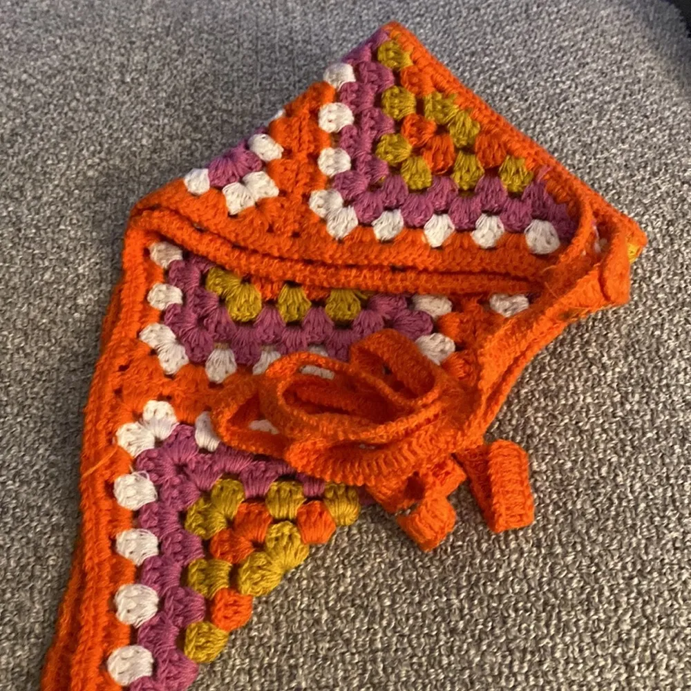 Crochet Kerchief Hair Band #118 Orange - Image 2