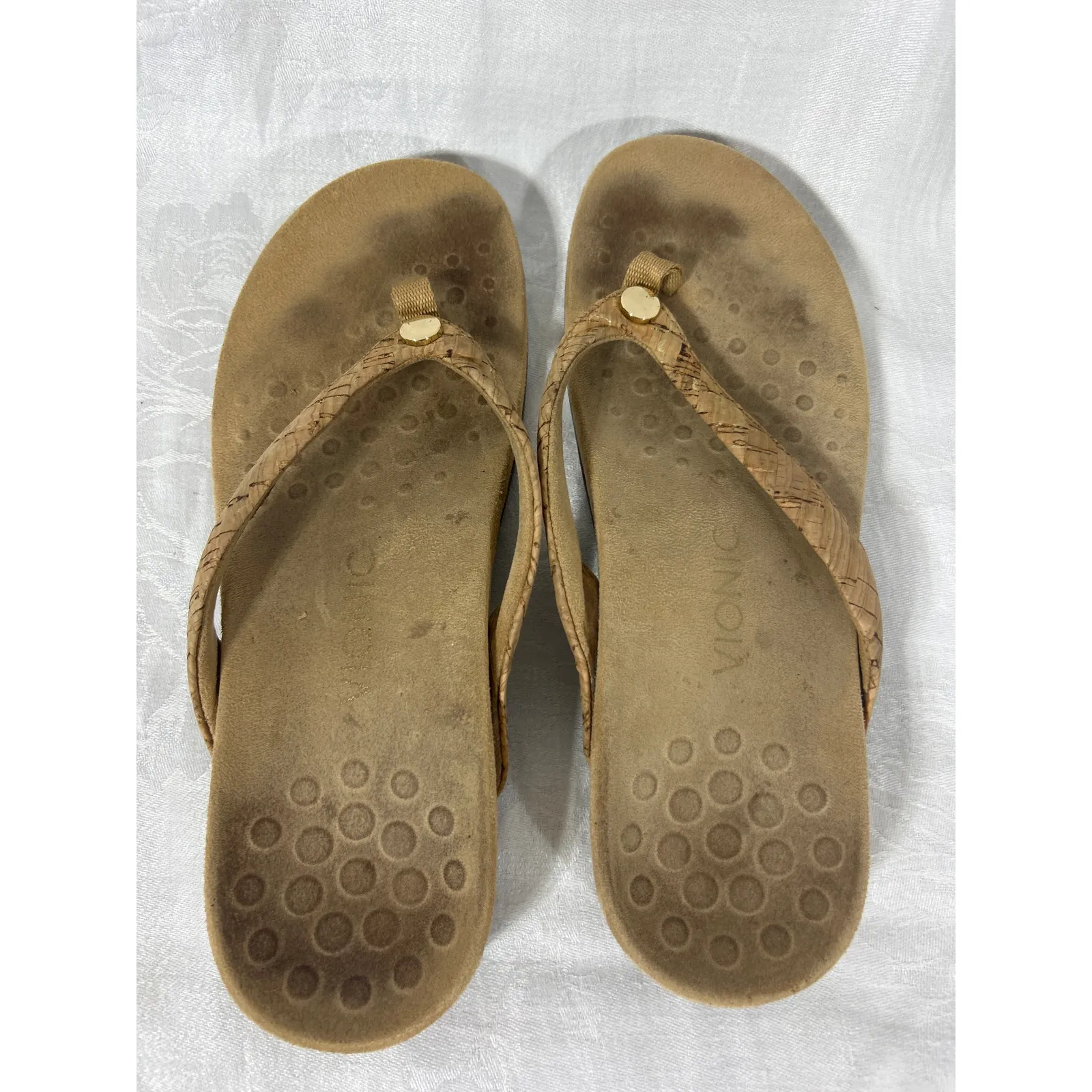 Vionic Sandals 9 Mona Flip Flops Thongs Cork - Image 2