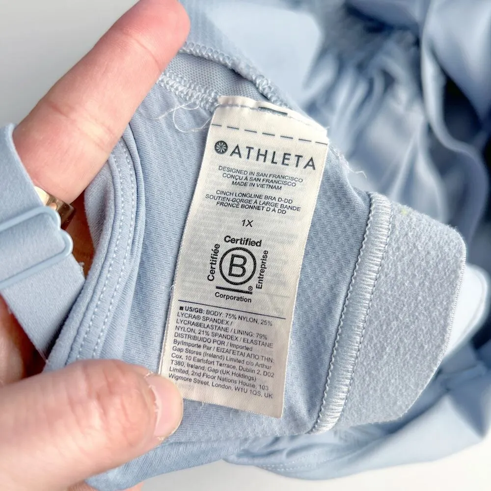 [Athleta] Cottage Blue Cinch Longline Bra Yoga Barre Powervita Workout Size 1X - Image 9