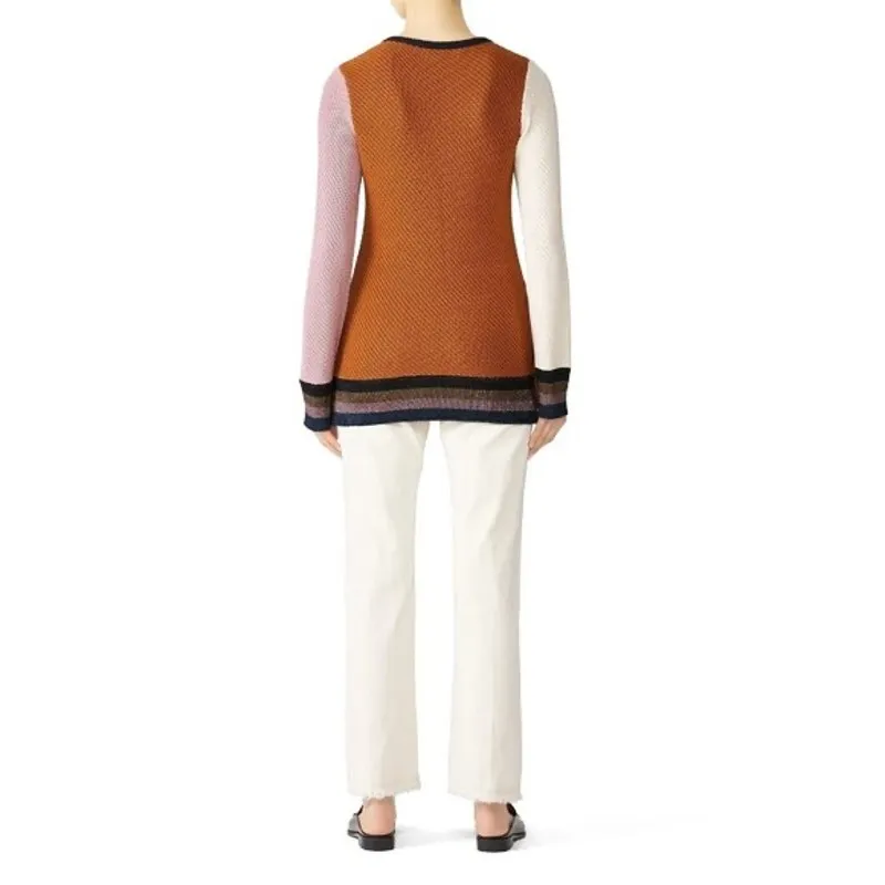 APIECE APART Orange 100% Cotton Almeria Side Button Side Sweater size Medium - Image 2