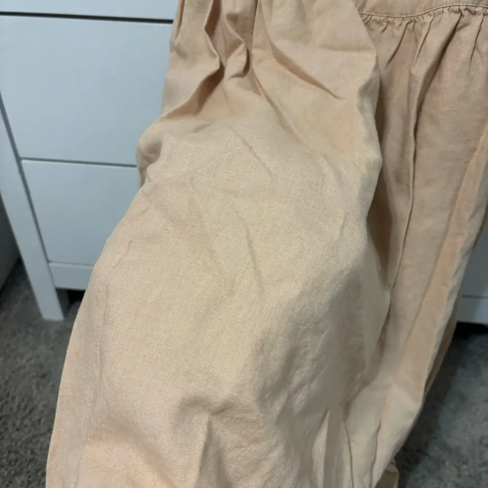 Aerie Flutter Sleeve Square Neck Babydoll Tunic Linen Blend Mini Dress - Image 9