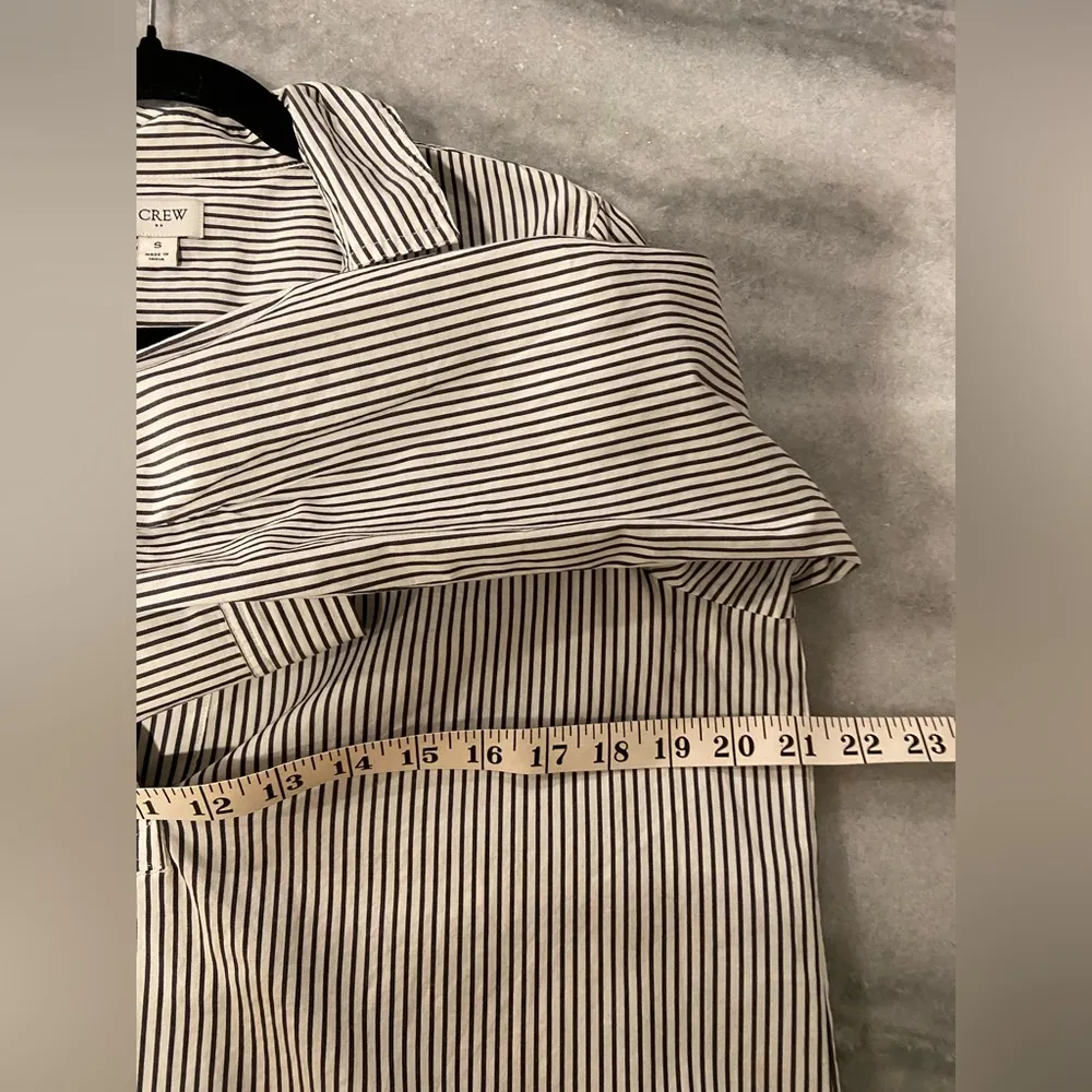 J. Crew Size S Black White Stripe Long Sleeve V Neck Collared Popover Tunic Top - Image 9