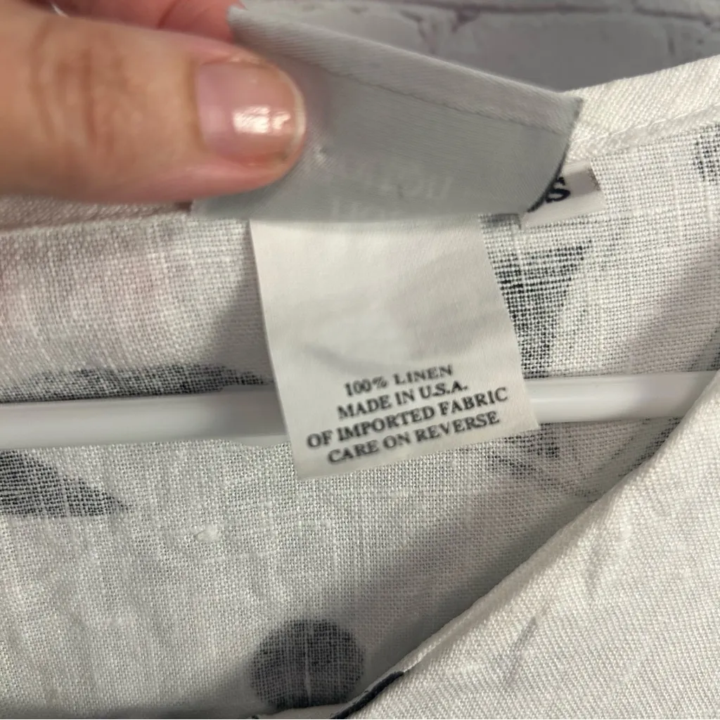 Hot Cotton by Marc Ware V neck USA made linen vintage grannycore artsy top Small White - Image 7