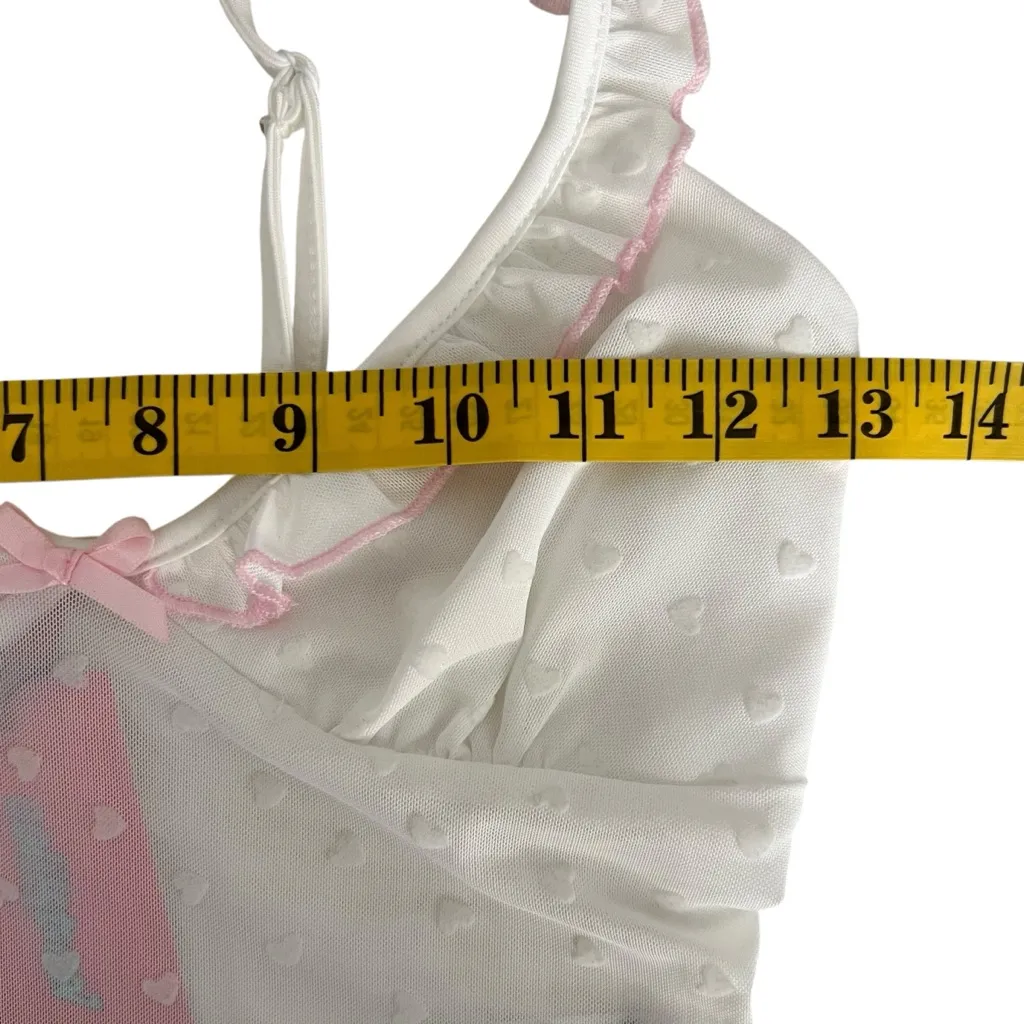 Edikted Y2K Babydoll Sheer Camisole Top Size XS Ruffle Bow Coquette Feminine - Image 5