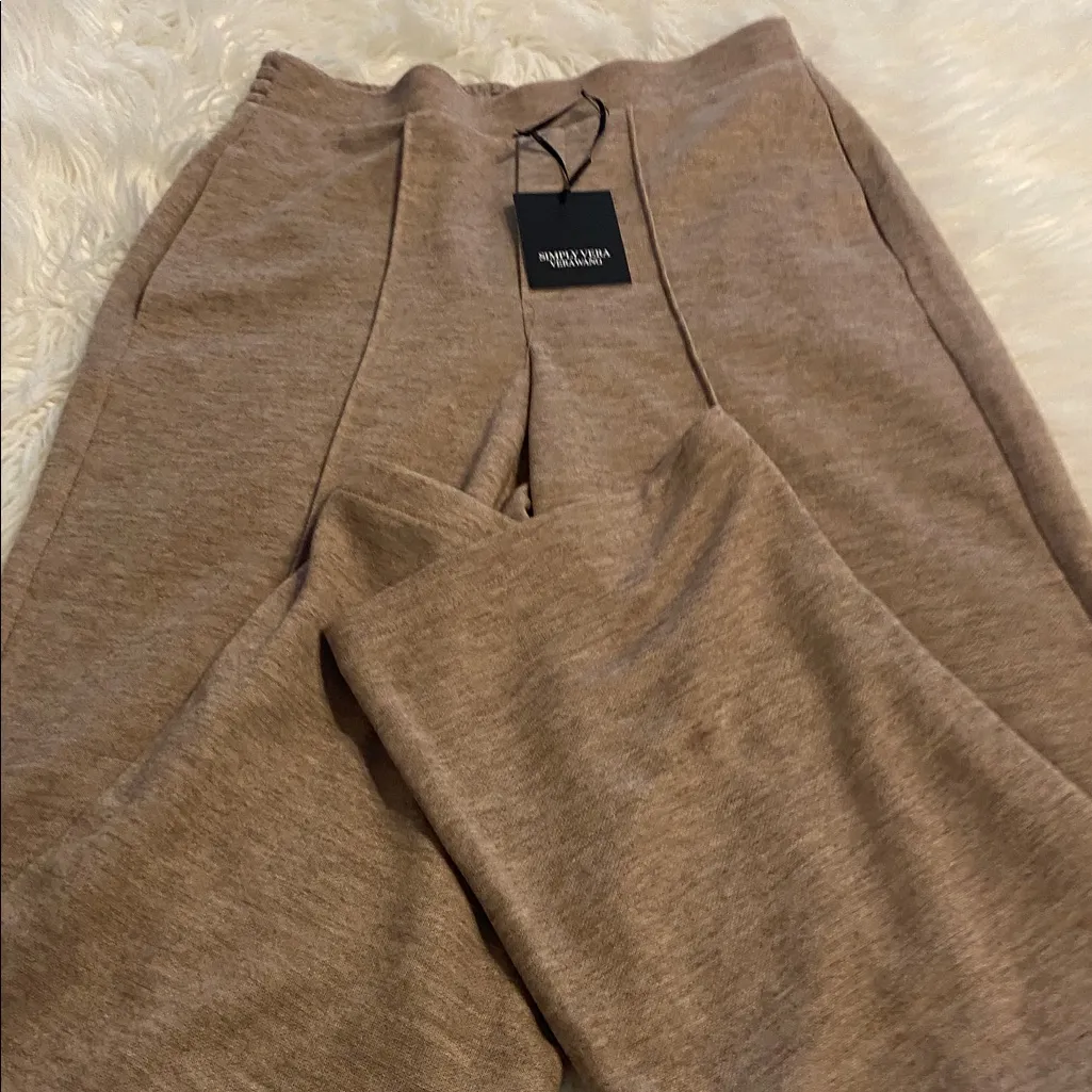 Simply Vera Vera Wang Tan Knit Fabric Wide Leg pants size S brand new - Image 12