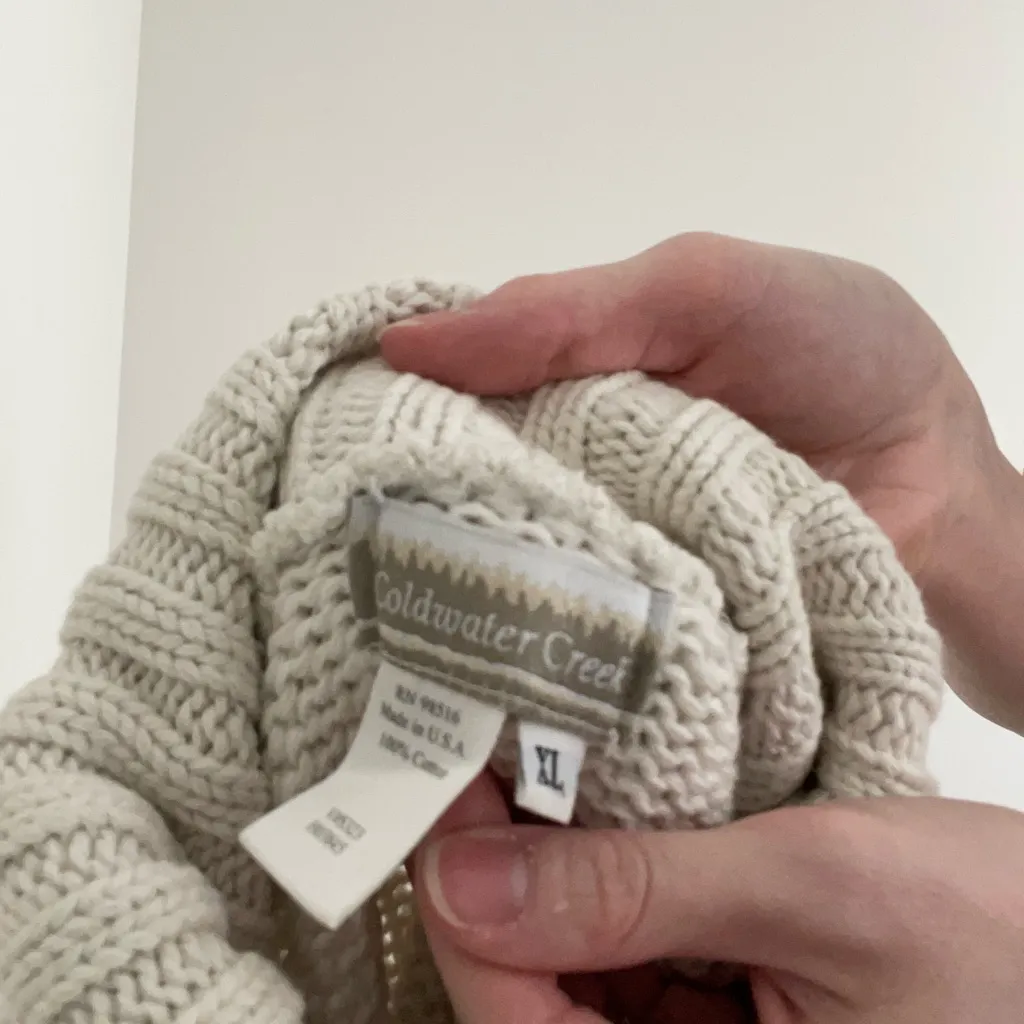 Vintage Coldwater Creek 100% Cotton American Flag Turtleneck Sweater Red Size XL - Image 8