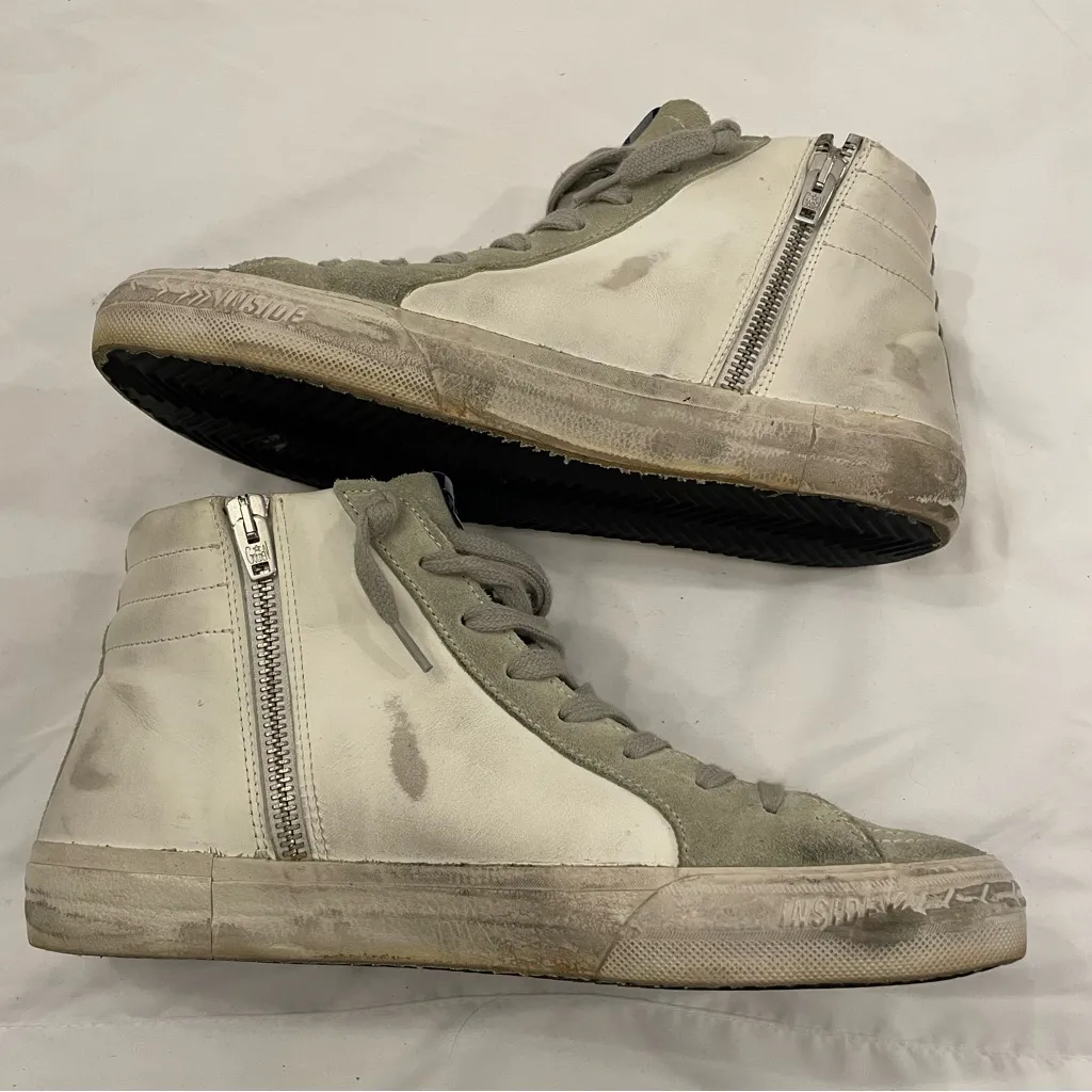 Golden Goose High Top Slide in Leather with Suede Details size 41, US Women's 11 - Image 5